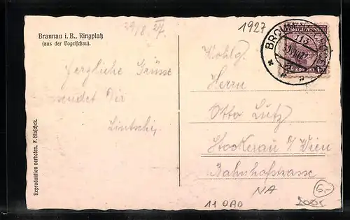 AK Braunau i. B., Ringplatz aus der Vogelschau