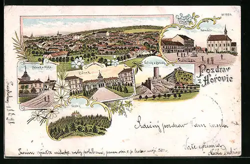 Lithographie Horovice, Zámek a Viska, Námesti, Valdek