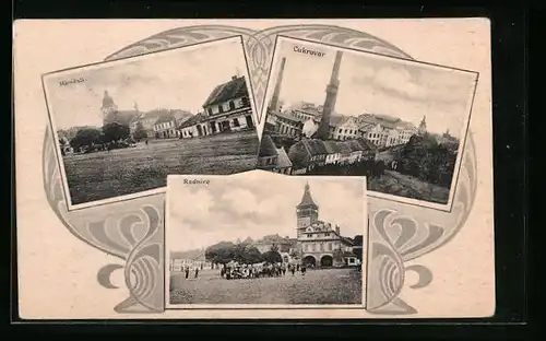 AK Dobrovice, Radnice, Námesti, Cukrovar