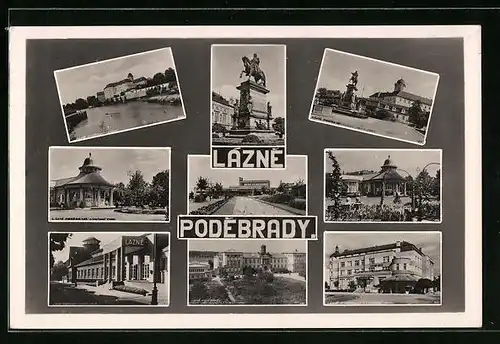 AK Bad Podiebrad / Podebrady, Gebäudeansichten, Denkmal