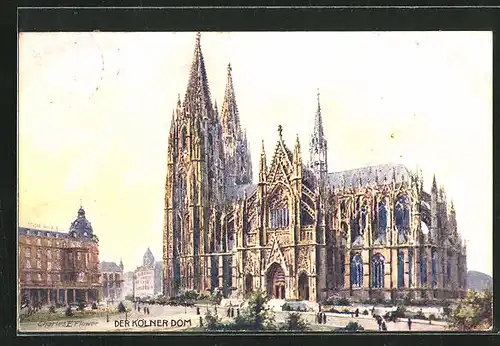 Künstler-AK Charles F. Flower: Köln, Blick auf den Dom