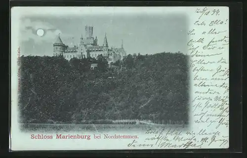 Mondschein-AK Nordstemmen, Schloss Marienburg