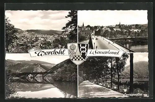 AK Werdohl / Sauerland, Ütterlingsen, Lennepartie, Gesamt- und Teilansicht