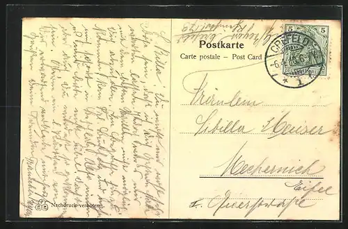 Künstler-AK Krefeld / Rhein, Passanten am Bismarckplatz