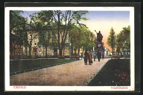 AK Crefeld / Rhein, Friedrichsplatz mit Denkmal