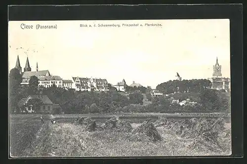 AK Cleve, Blick a. d. Schwanenburg, Prinzenhof und Pfarrkirche