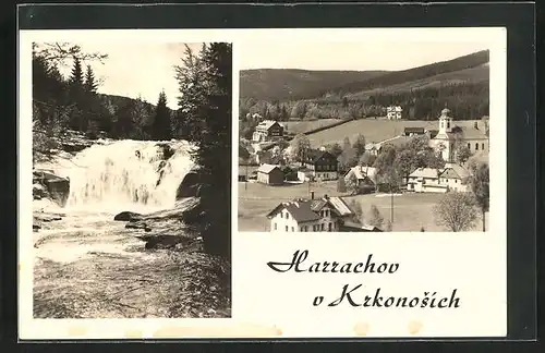 AK Harrachov v Krkonosich, Gesamtansicht, Wasserfall