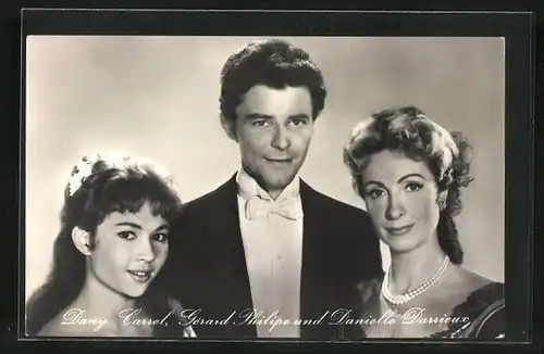 AK Schauspieler Dany Carrel, Gerard Philipe und Danielle Darrieux in dem Film Der schöne Octave
