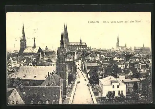 AK Lübeck, Blick vom Dom auf die Stadt