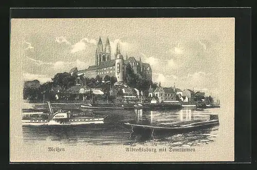 AK Meissen, Albrechtsburg mit Domtürmen