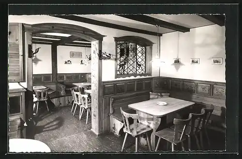 AK Braunlage (Oberharz), Gastraum in der Gaststätte Königskrug