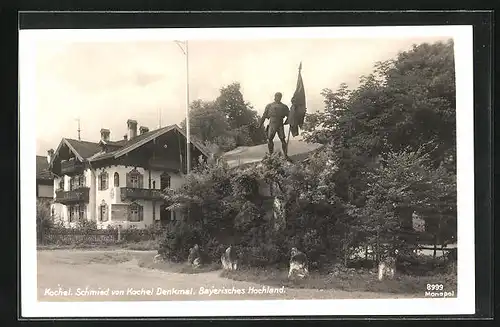 AK Kochel, Schmied von Kochel Denkmal, Bayerisches Hochland