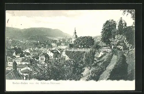 AK Baden-Baden, Ortsansicht von der Schloss-Terrasse