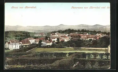 AK Herrnhut, Panorama aus der Vogelschau