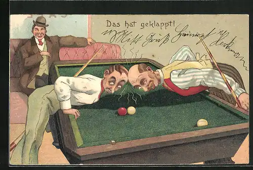 Präge-AK Das hat geklappt, Männer beim Billard-Spiel