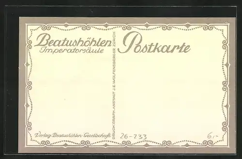 Künstler-AK Ernst E. Schlatter: Beatushöhlen, Imperatorsäule