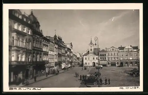 AK Braunau, Ringplatz mit Geschäften