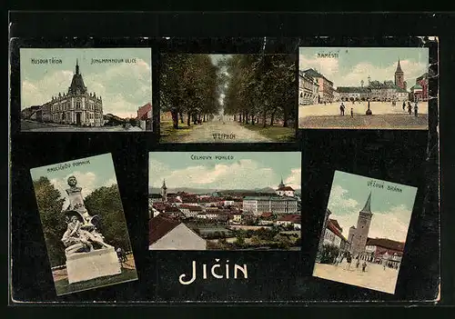 AK Jitschin / Gitschin / Jicin, Celkový pohled, Námesti, Husova Trida Jungmannova ulice