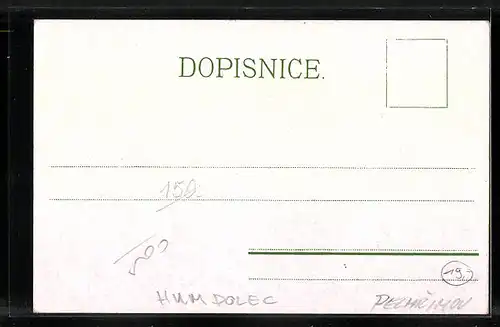 Lithographie Humpolec, Evangelický chrám Páne, Dek. Kostel sv. Mikuláse, Radnice
