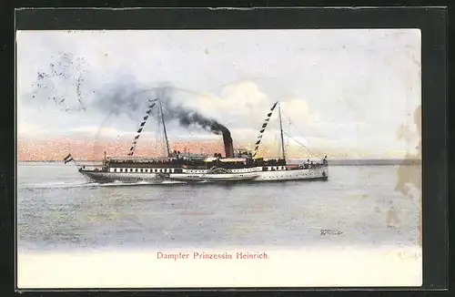 AK Dampfer Prinzessin Heinrich unter Volldampf