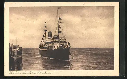 AK Turbinenschnelldampfer Kaiser die Küste verlassend