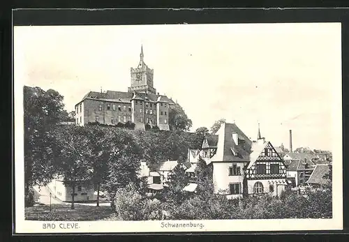 AK Bad Cleve, Blick auf die Schwanenburg