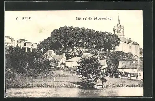AK Cleve, Teilansicht mit Schwanenburg