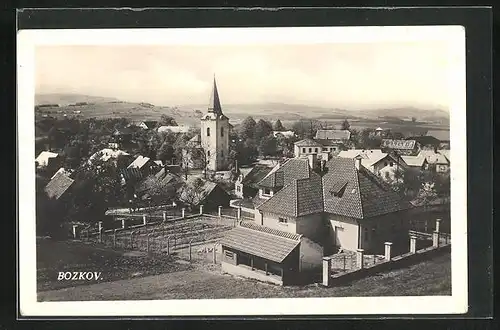 AK Bozkov, Panorama mit Kirchturm