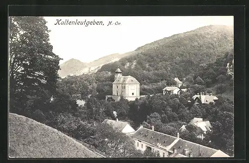 AK Kaltenleutgeben, Blick vom Berg auf Ort und Kirche