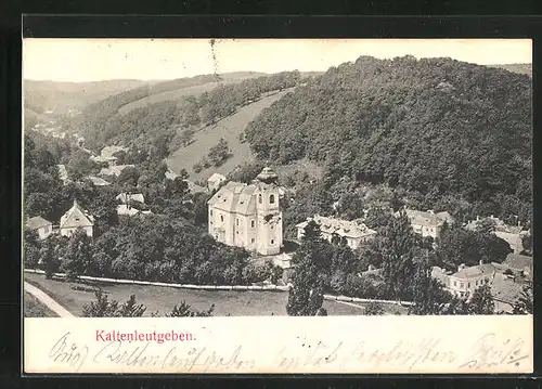 AK Kaltenleutgeben, Teilansicht mit Kirche aus der Vogelschau