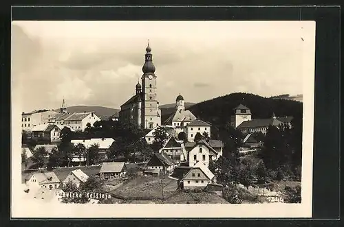 AK Branná, Teilansicht mit Kirche