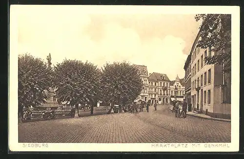 AK Siegburg, Marktplatz mit Denkmal