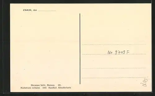 AK Znaim, Unterer Platz mit Kapuzinerkirche und Wolfturm