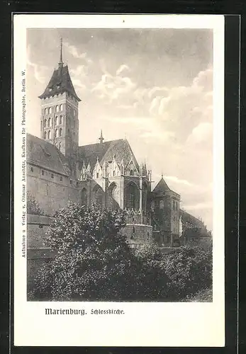 AK Marienburg / Malbork, Schlosskirche im Sonnenschein