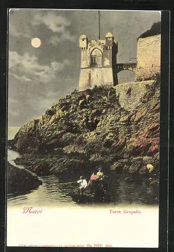 Mondschein-AK Nervi, Torre Gropallo