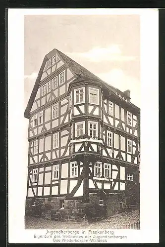 AK Frankenberg, Gesamtansicht der Jugendherberge im Fachwerkstil