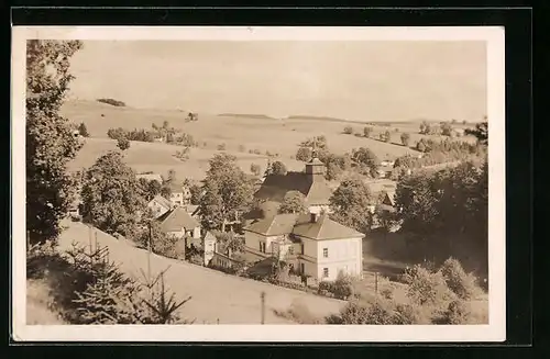 AK Klasterec n. Orl., Teilansicht des Ortes mit Umgebung