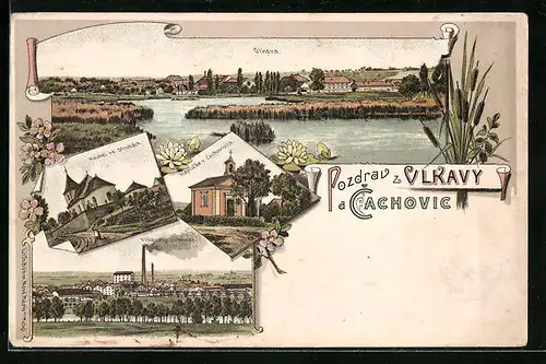 Lithographie Vlkava, Kostel ve Struhách, Kaplicka v Chachovich, Vlkavsky cukrovar