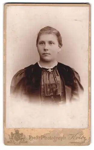 Fotografie Kolby, Plauen i. V., Reichs-Strasse, Portrait junge Dame mit zurückgebundenem Haar