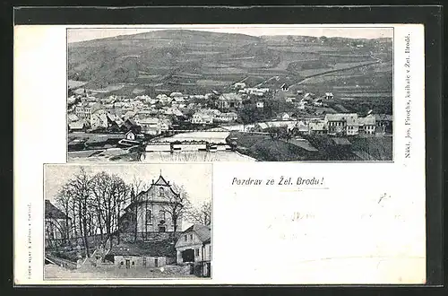 AK Zelezny Brod, Panorama des Ortes mit Umgebung