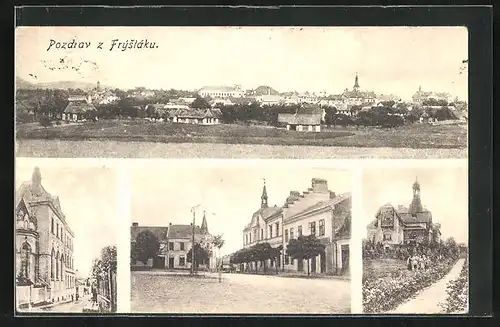 AK Frystak, Villa, Namesti, Strassenpartie, Panorama