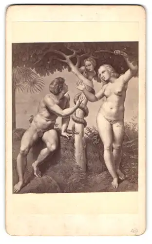 Fotografie unbekannter Fotograf und Ort, Gemälde: Adam und Eva nach Rafael