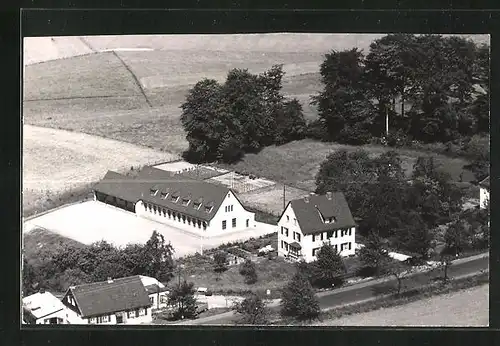 AK Burscheid-Strässchen, Schule aus der Vogelschau