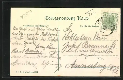 AK Joslowitz, Marktplatz mit Schloss