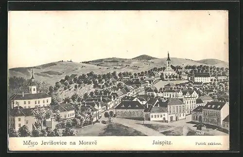 Künstler-AK Jaispitz, Panorama des Ortes und Landschaft