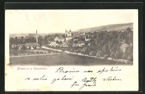 AK Vamberk, Ortsansicht aus der Vogelschau