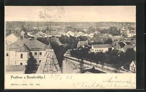 AK Bohoradek, Blick auf die Dächer der Ortschaft