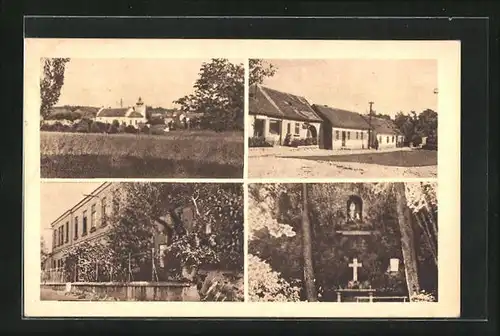 AK Horni Dunajovice, Gebäudeansicht, Kirche, Ortspartie