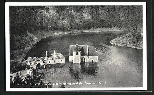 AK Vöttau /N.-D, Kirche unter dem Wasserspiegel des Stausee`s