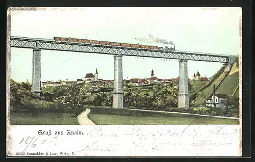 AK Znaim, Eisenbahnviaduct